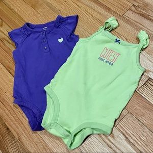 Adorable Carter’s Onesie Set - Purple & Lime Green - Size 18 Months